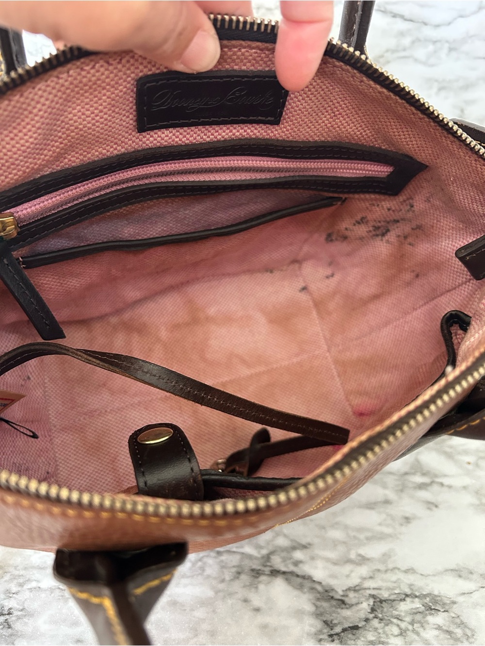 Dooney & Bourke | vintage Brown Pebbled Leather Satchel - Picture 11 of 16
